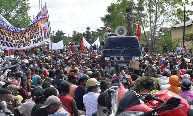Protesters on the street this week. Photograph: freewestpapua.org