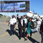 Pro West Papua Group Greet PM On Arrival from UNGA