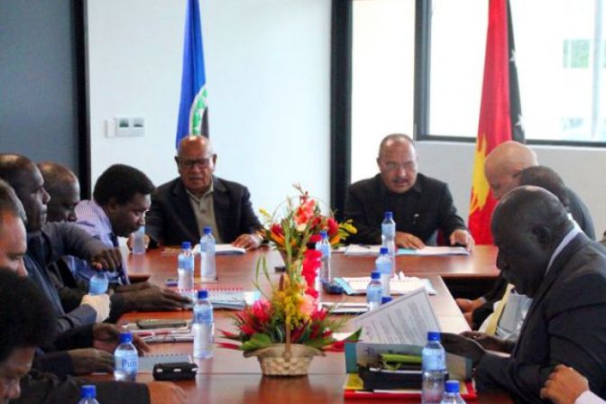 PHOTO Bougainville leader John Momis (L) with PNG PM Peter O'Neill. SUPPLIED: DERYCK FRITZ/UNDP