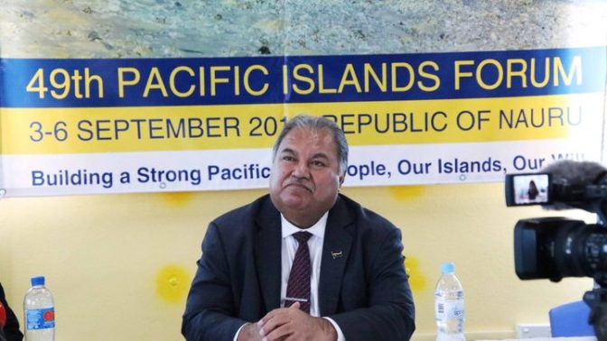 auru President Baron Waqa addresses members of the media. Photo: PI Forum Secretariat