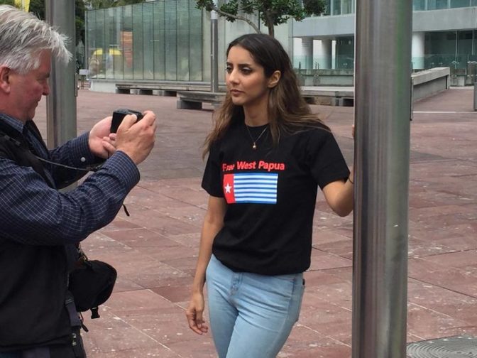 New Zealand Green MP Golriz Ghahraman attends West Papua protest Photo: RNZ Pacific Johnny Blades